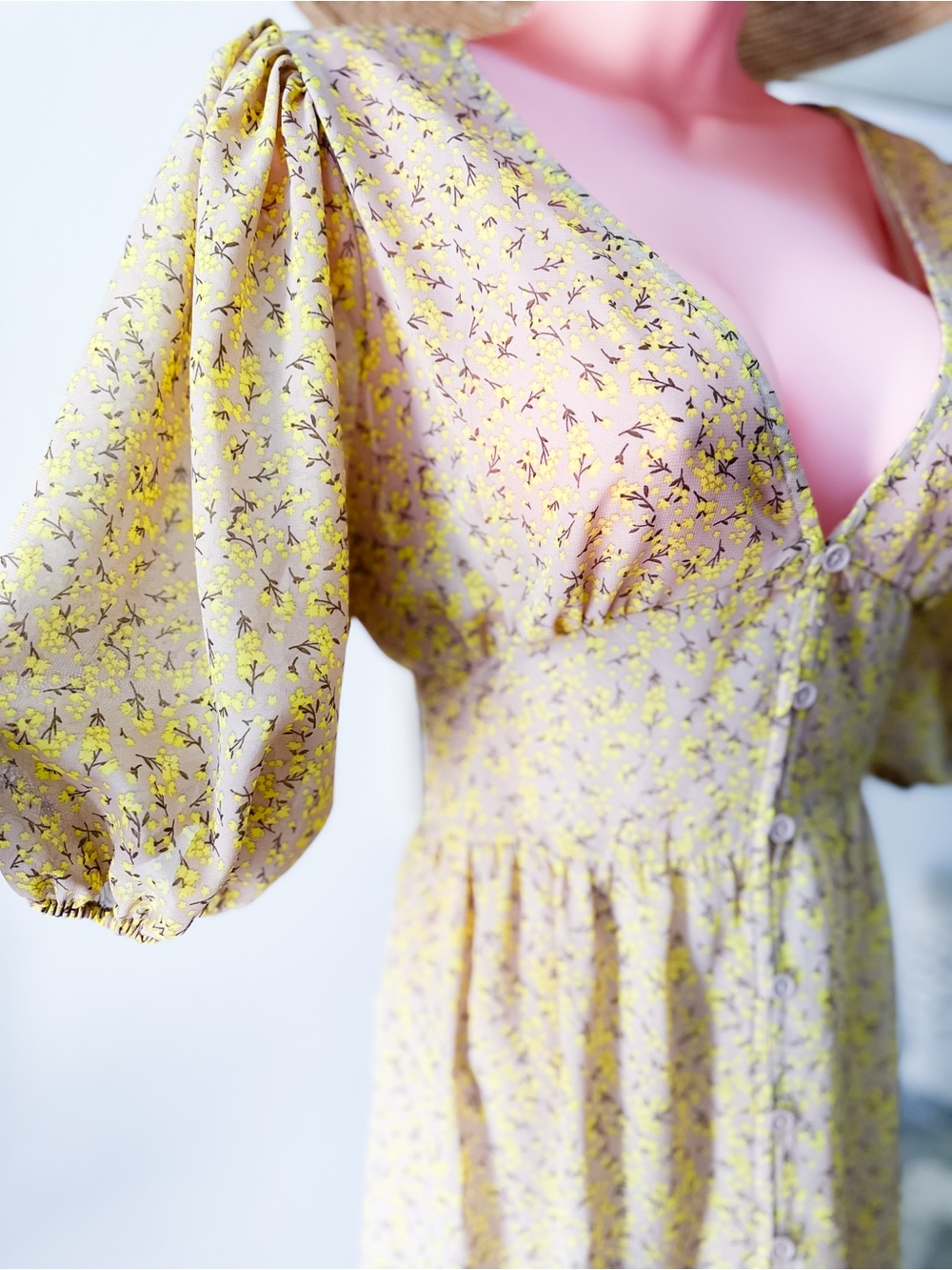 Sunny with a Chance of Blooms meadow floral sheer dreamy maxi dress M - Picture 8 of 9